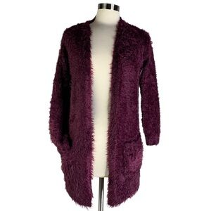 Chealsea & Theodore Gorgeous Deep Burgandy Angel Hair Open Front Cardigan Small